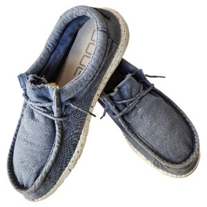 Hey Dude Men's Wally Washed Steel Blue Slip On Shoes Size 10